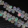 Natural Ethiopian Welo Green Blue Yellow Red Fire Opal Smooth Tear Drop Beads Strand